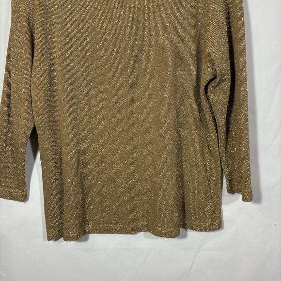 Metallic Gold Sweater Mockneck Pullover Jumper XL 1980s USA Made Glitter Holiday - Picture 9 of 14